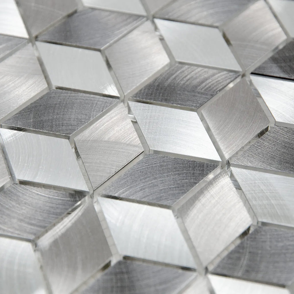 Mosaïque en aluminium gris hexagone matiere