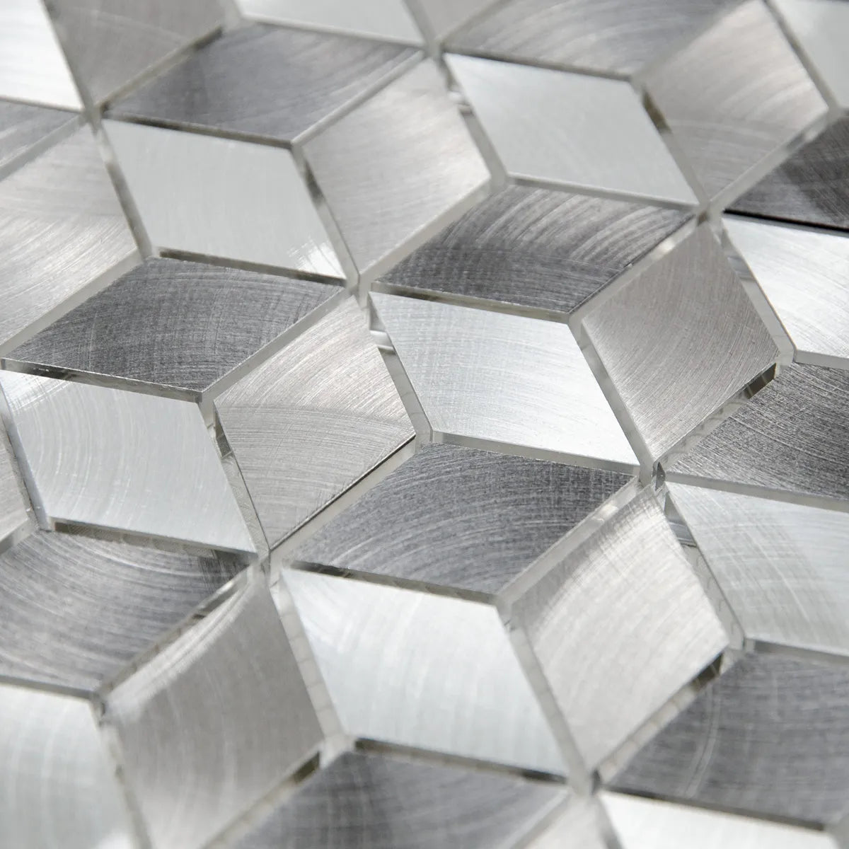 Mosaïque en aluminium gris hexagone matiere