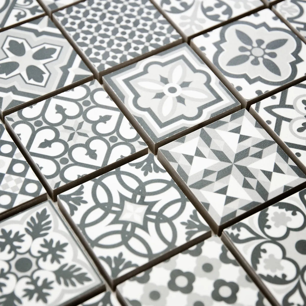 Mosaïque en céramique gris a motif perspective
