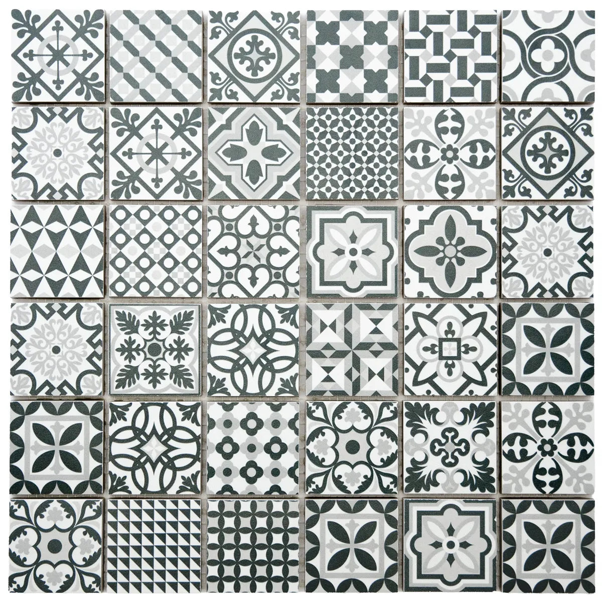 Mosaïque en céramique gris a motif