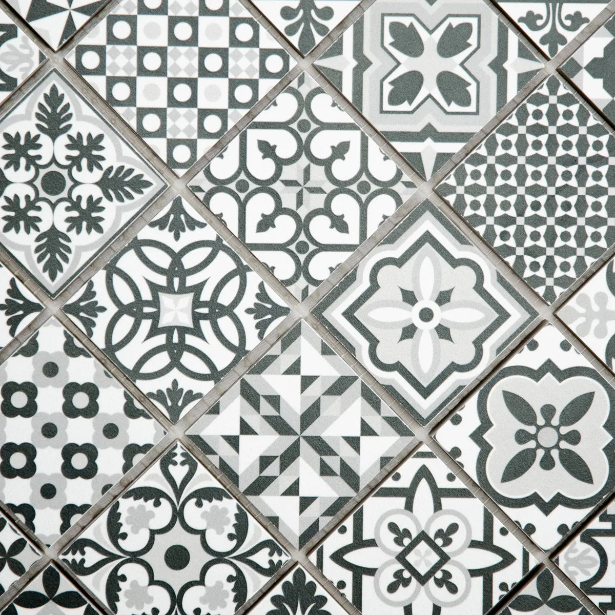 Mosaïque en céramique gris a motif vue de haut
