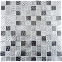 Mosaïque en travertin et verre gris et noir petit format