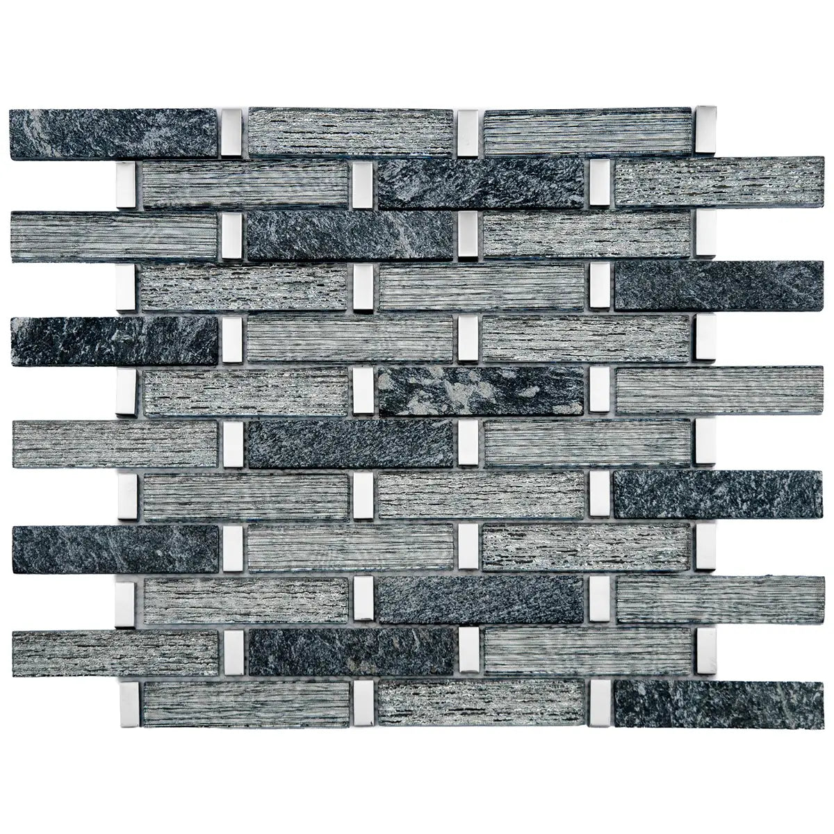 Mosaïque en verre et aluminium format barrette horizontal