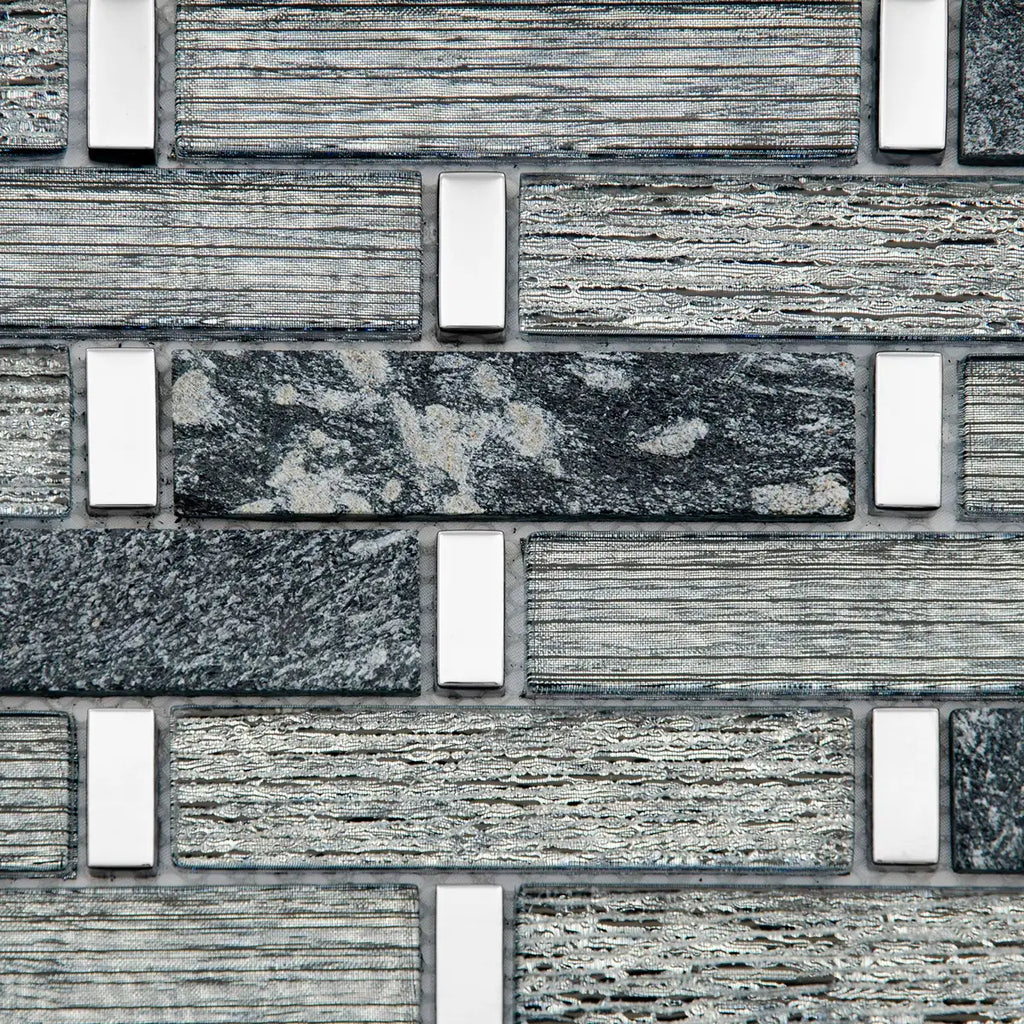 Mosaïque en verre et aluminium format barrette horizontal zoomé