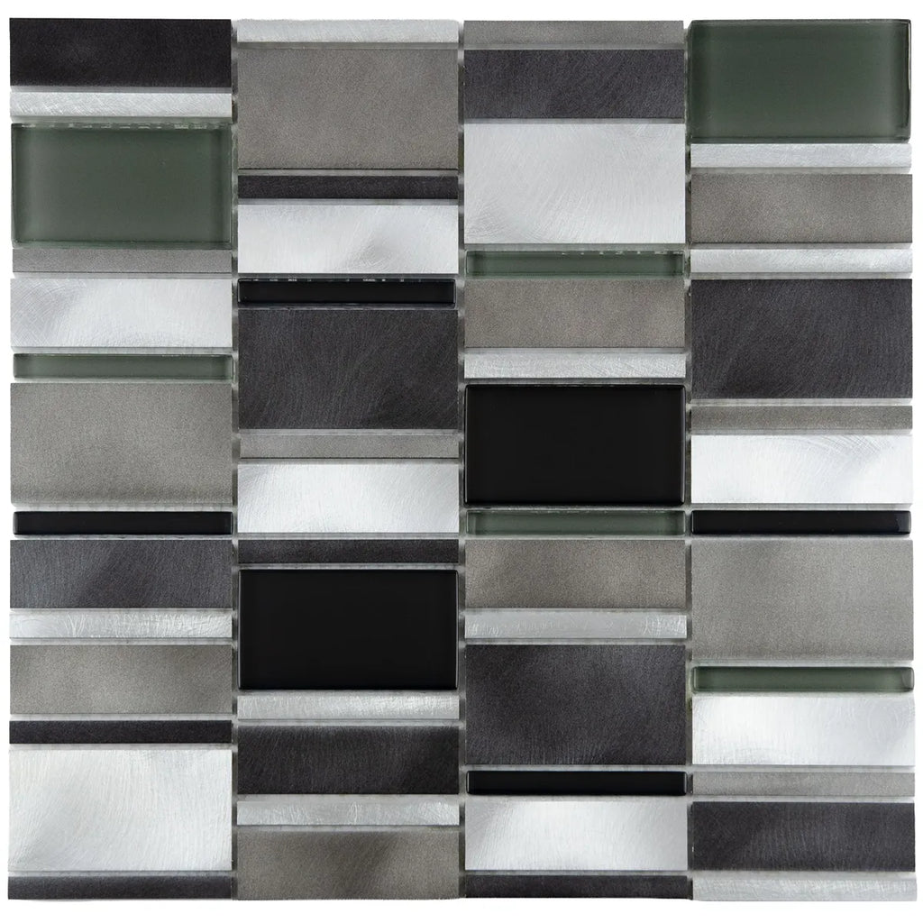 Mosaïque en verre et aluminium noir 