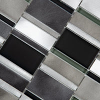 Mosaïque en verre et aluminium noir zoom détails zoom perspective