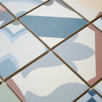 Mosaïque en céramique multi couleur a motif zoomé perspective