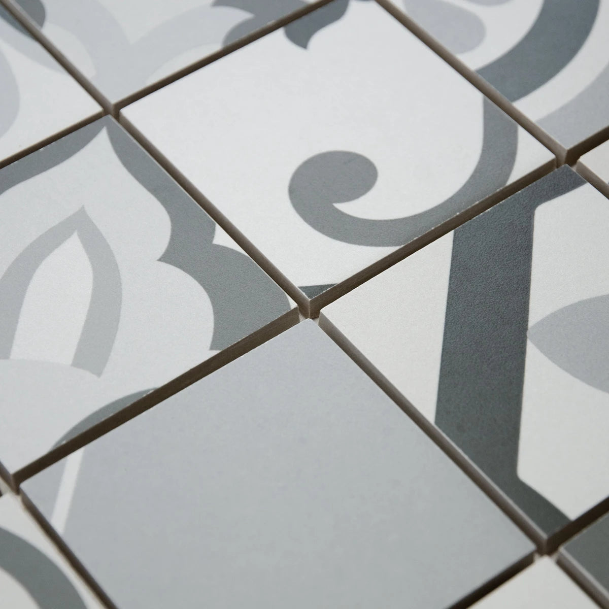 Mosaïque en céramique gris a motif perspective