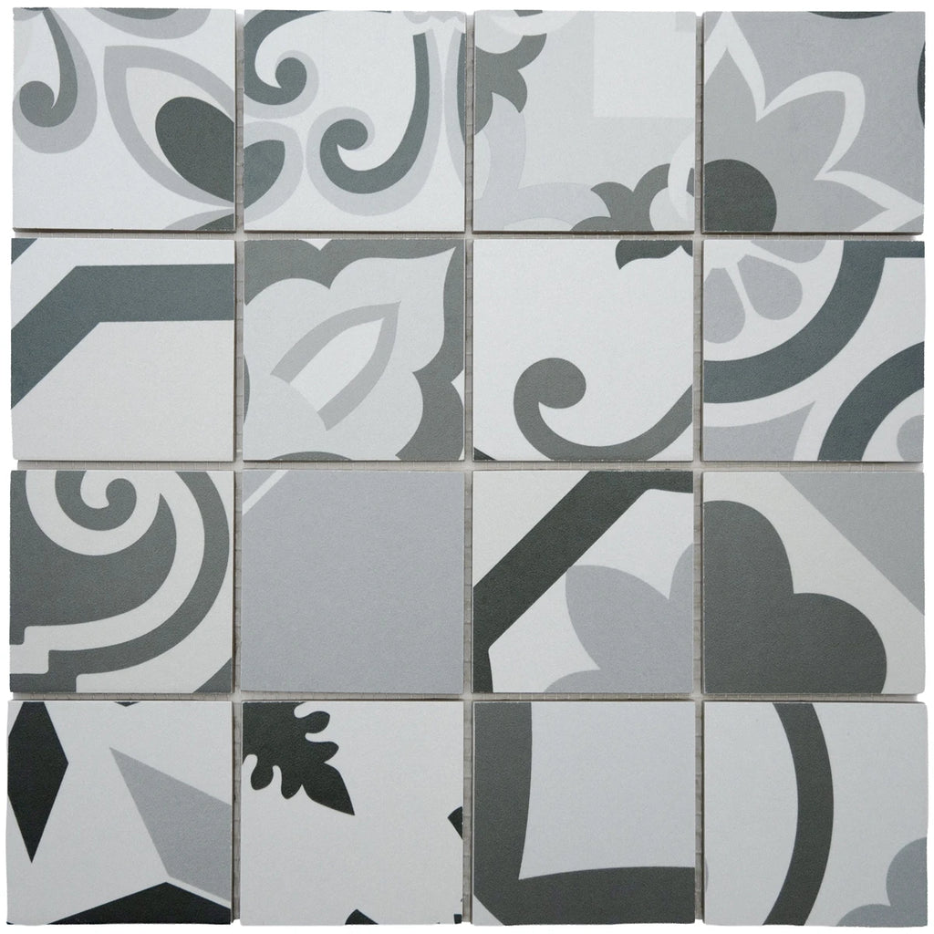 Mosaïque en céramique gris a motif