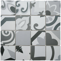Mosaïque en céramique gris a motif