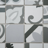Mosaïque en céramique gris a motif zoomé