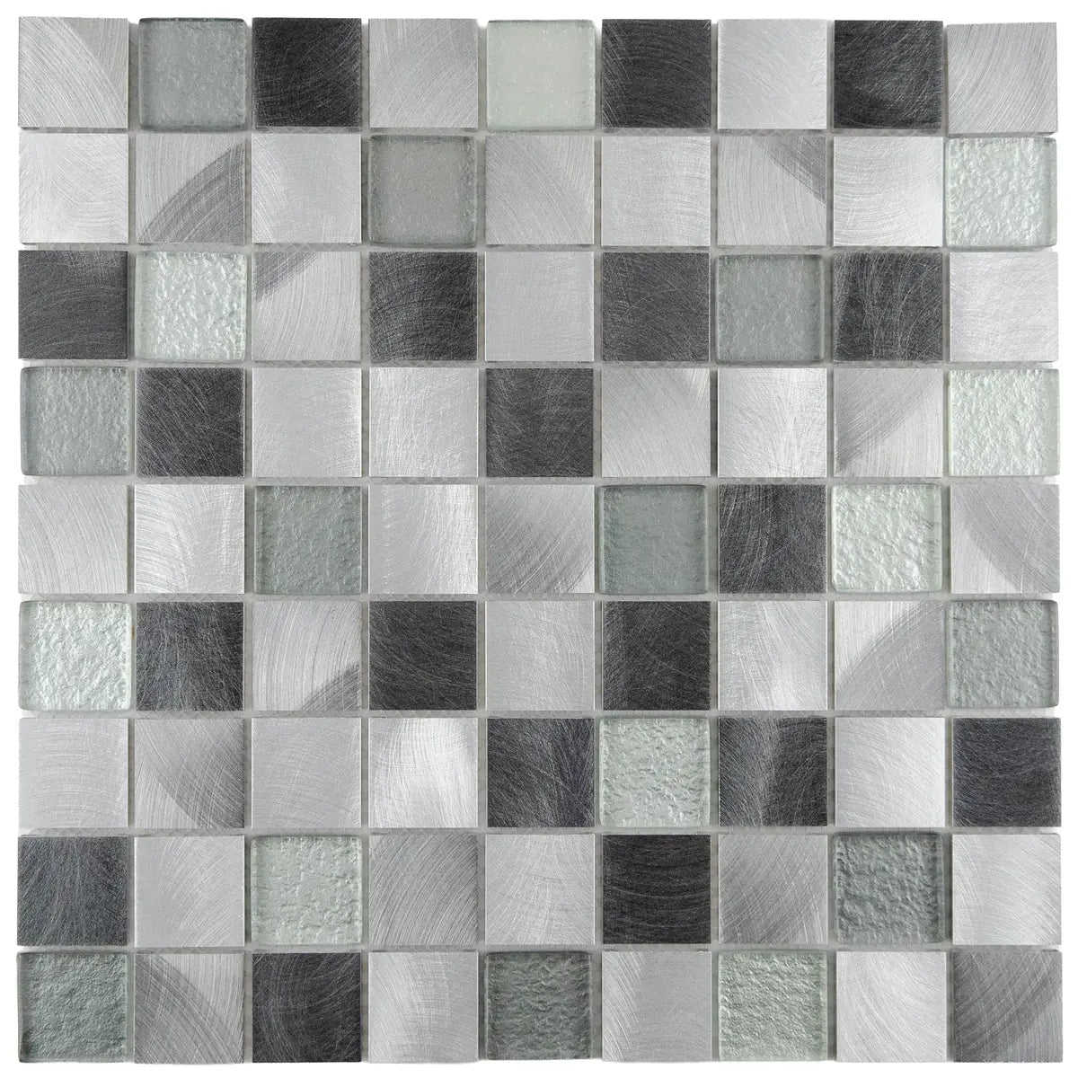 Mosaïque en verre et aluminium gris et noir