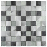 Mosaïque en verre et aluminium gris et noir