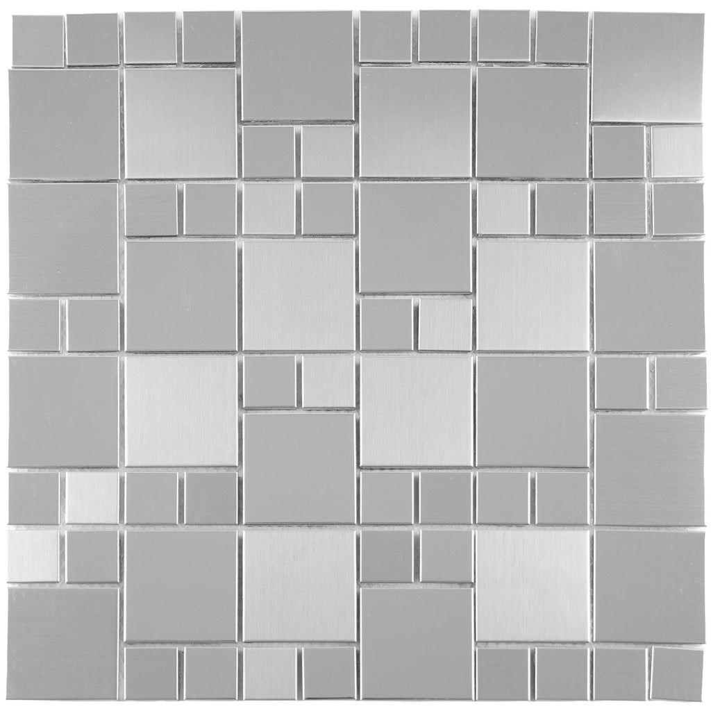 Mosaïque inox metal gris carre 