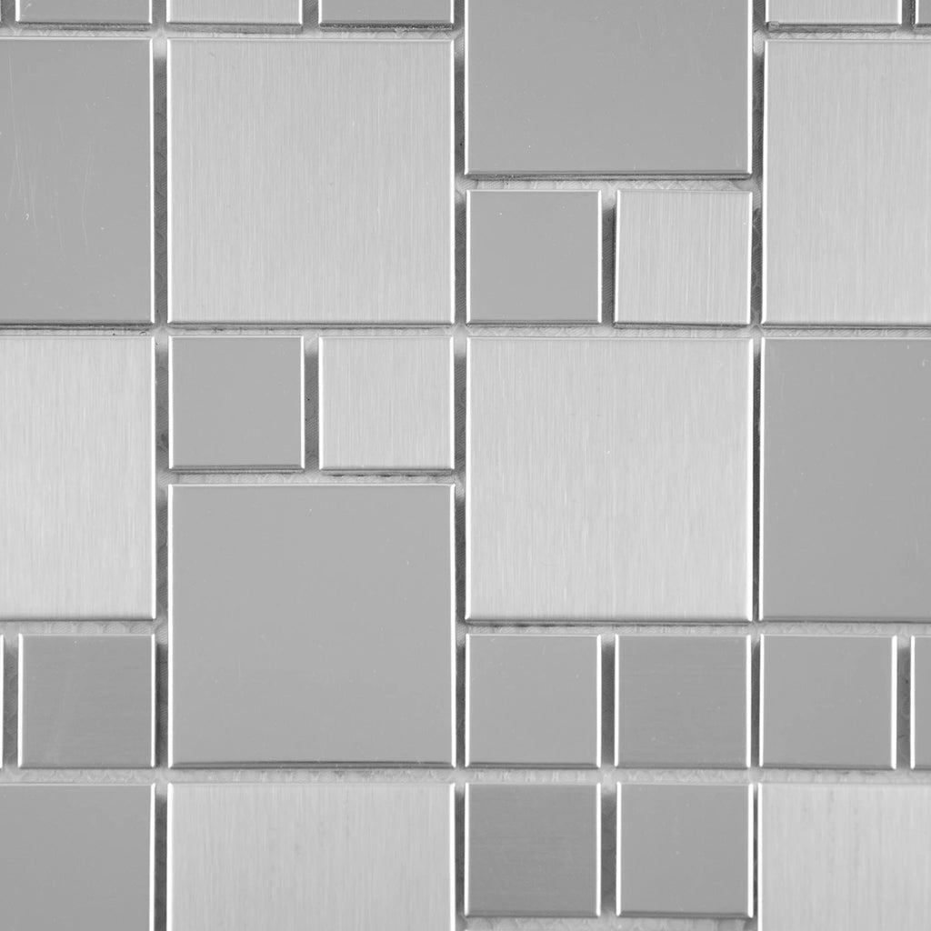 Mosaïque inox metal gris carre zoomé