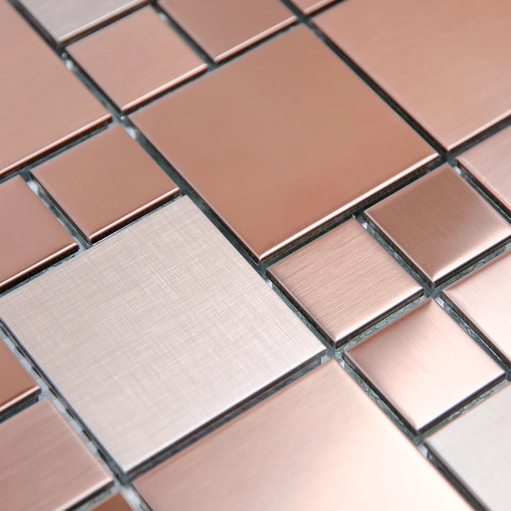 Mosaïque inox mix rose marron relief