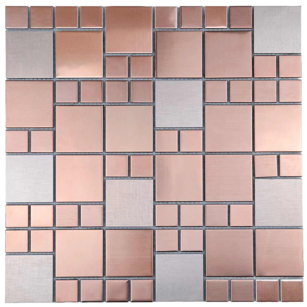 Mosaïque inox mix rose marron 