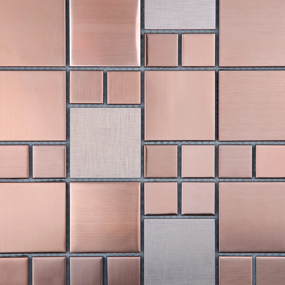Mosaïque inox mix rose marron zoomé
