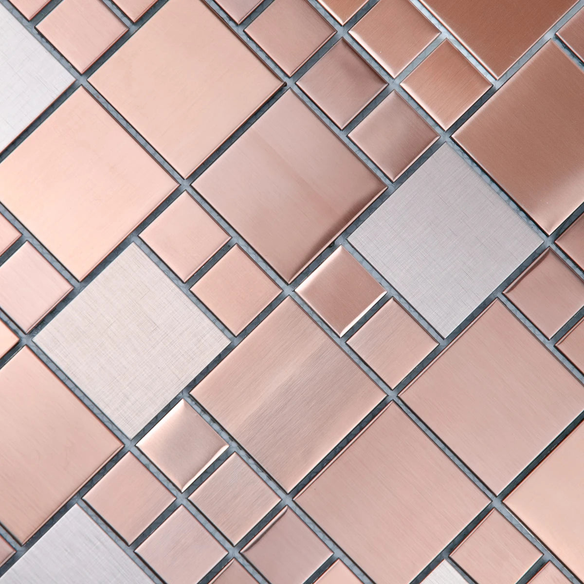 Mosaïque inox mix rose marron zoom détails