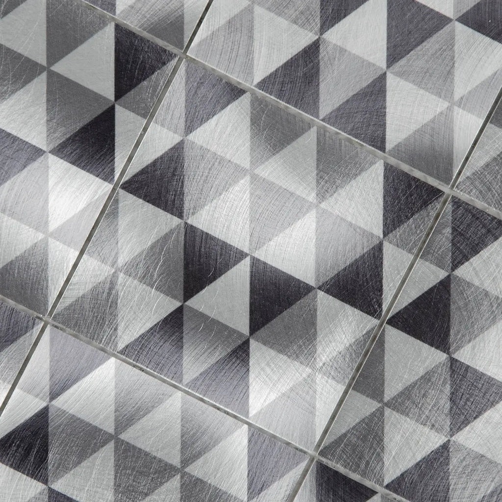 Mosaïque en aluminium mix gris noir triangle nylon matiere