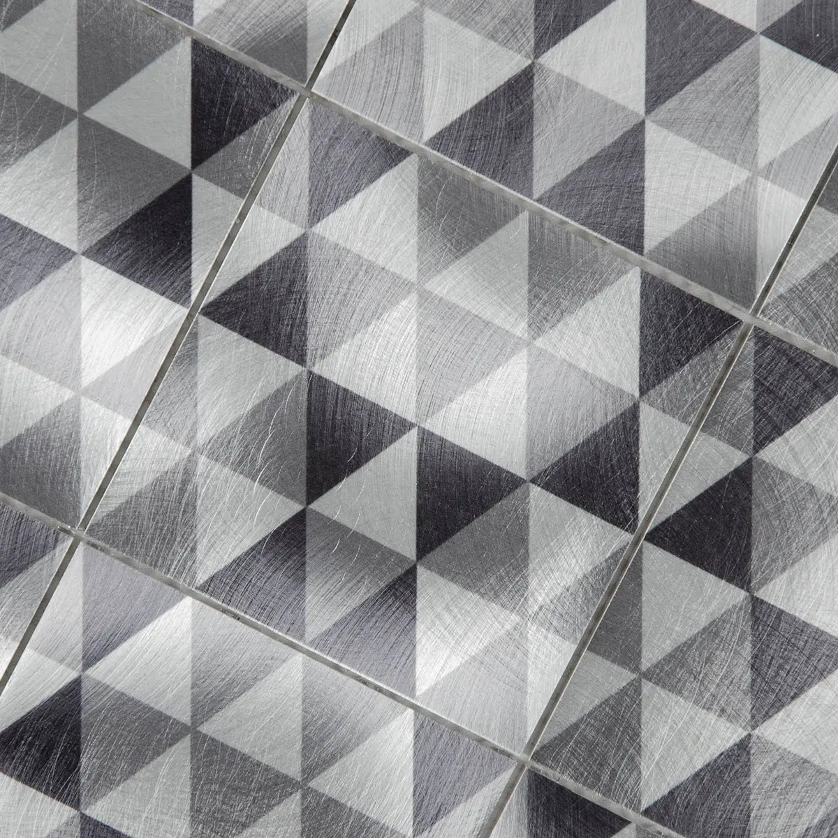 Mosaïque en aluminium mix gris noir triangle nylon matiere