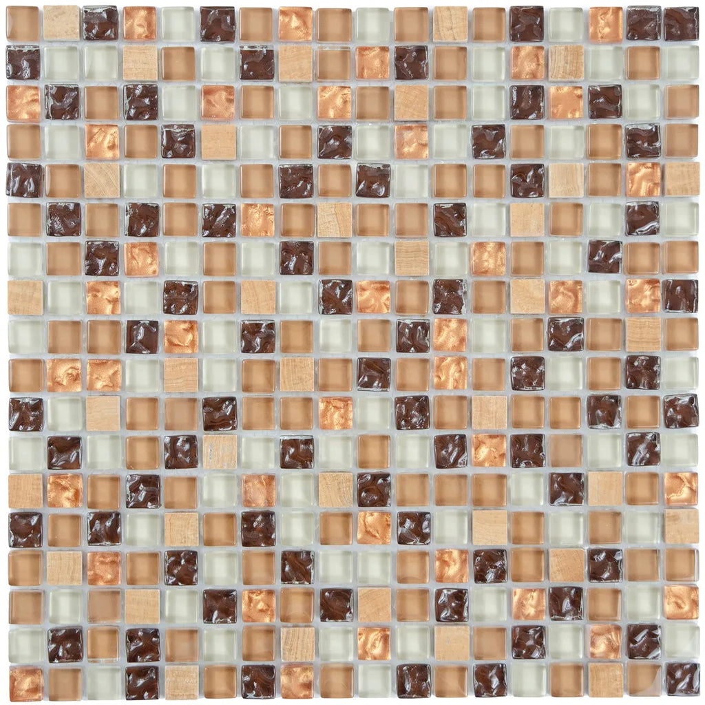mosaïque nacre marron verre et pierre