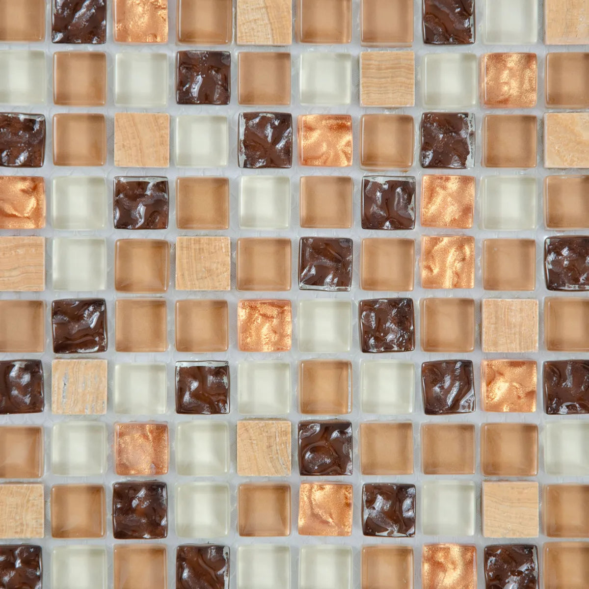 mosaïque nacre marron verre et pierre zoomé