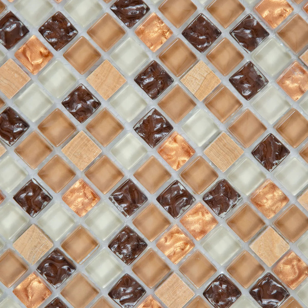 mosaïque nacre marron verre et pierre zoom perspective