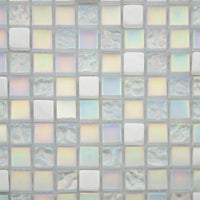 Mosaïque nacre blanc pierre et verre détails