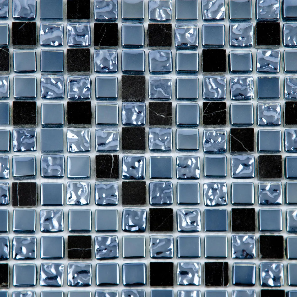 mosaïque verre et aluminium bleu zoomé