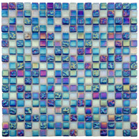 Mosaïque nacre bleu verre et pierre