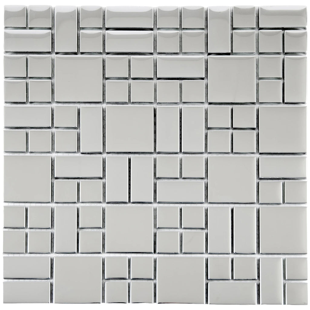 Mosaïque en aluminium chrome mix carré