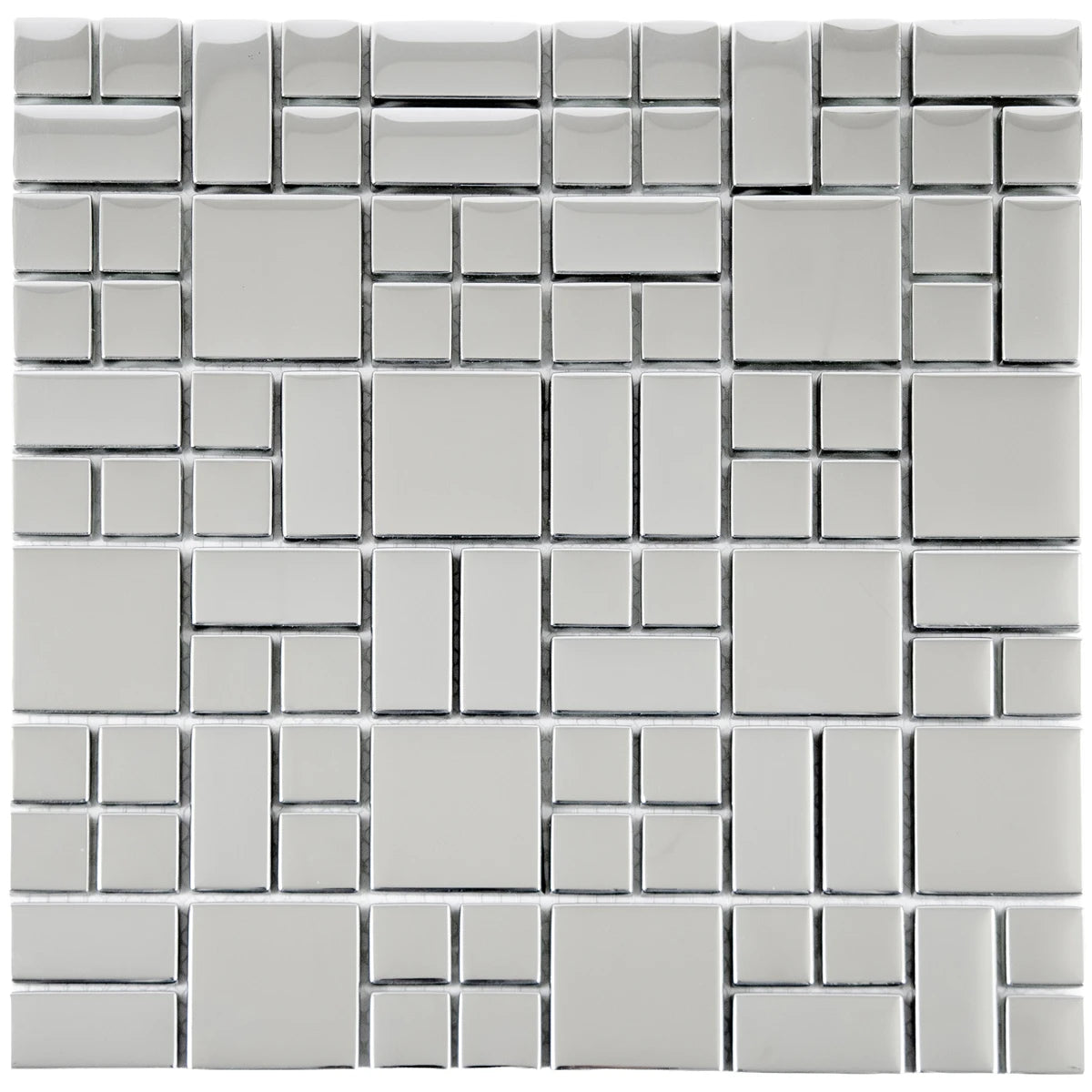 Mosaïque en aluminium chrome mix carré