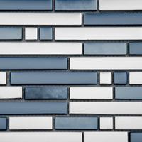 Mosaïque en barrette gris verre et aluminium zoomé