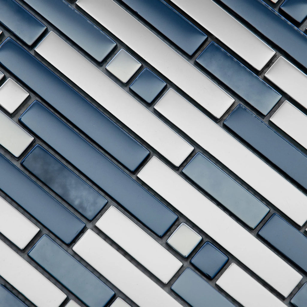 Mosaïque en barrette gris verre et aluminium perspective
