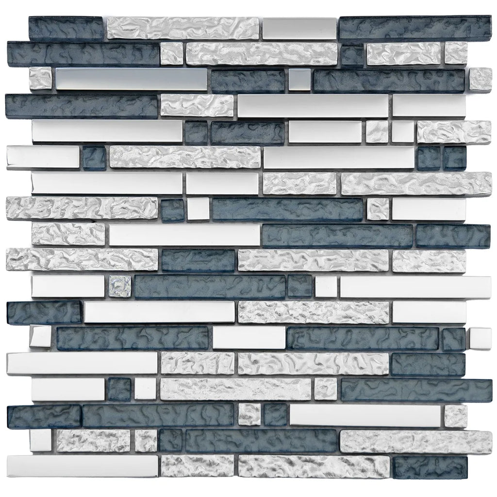Mosaïque en barrette gris verre et aluminium