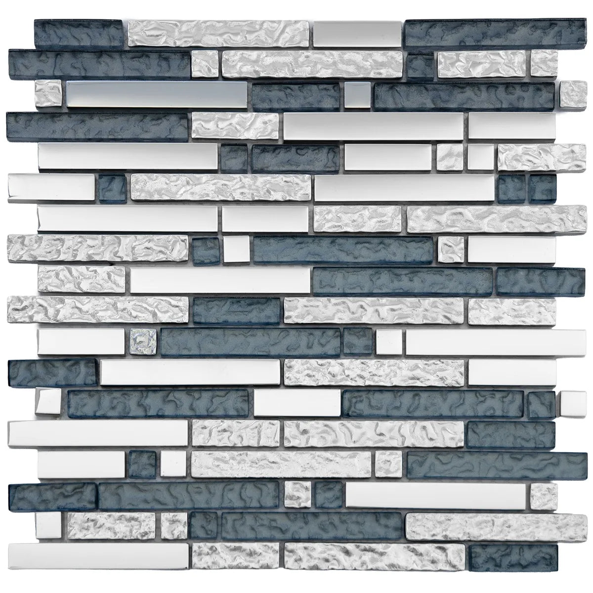 Mosaïque en barrette gris verre et aluminium