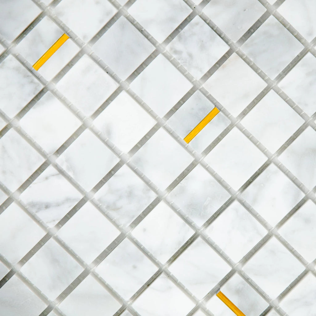 Mosaïque en marbre or vue de faced étail