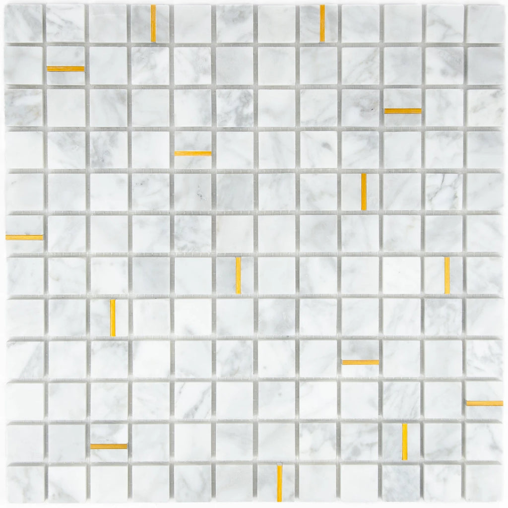 Mosaïque en marbre or vue de face
