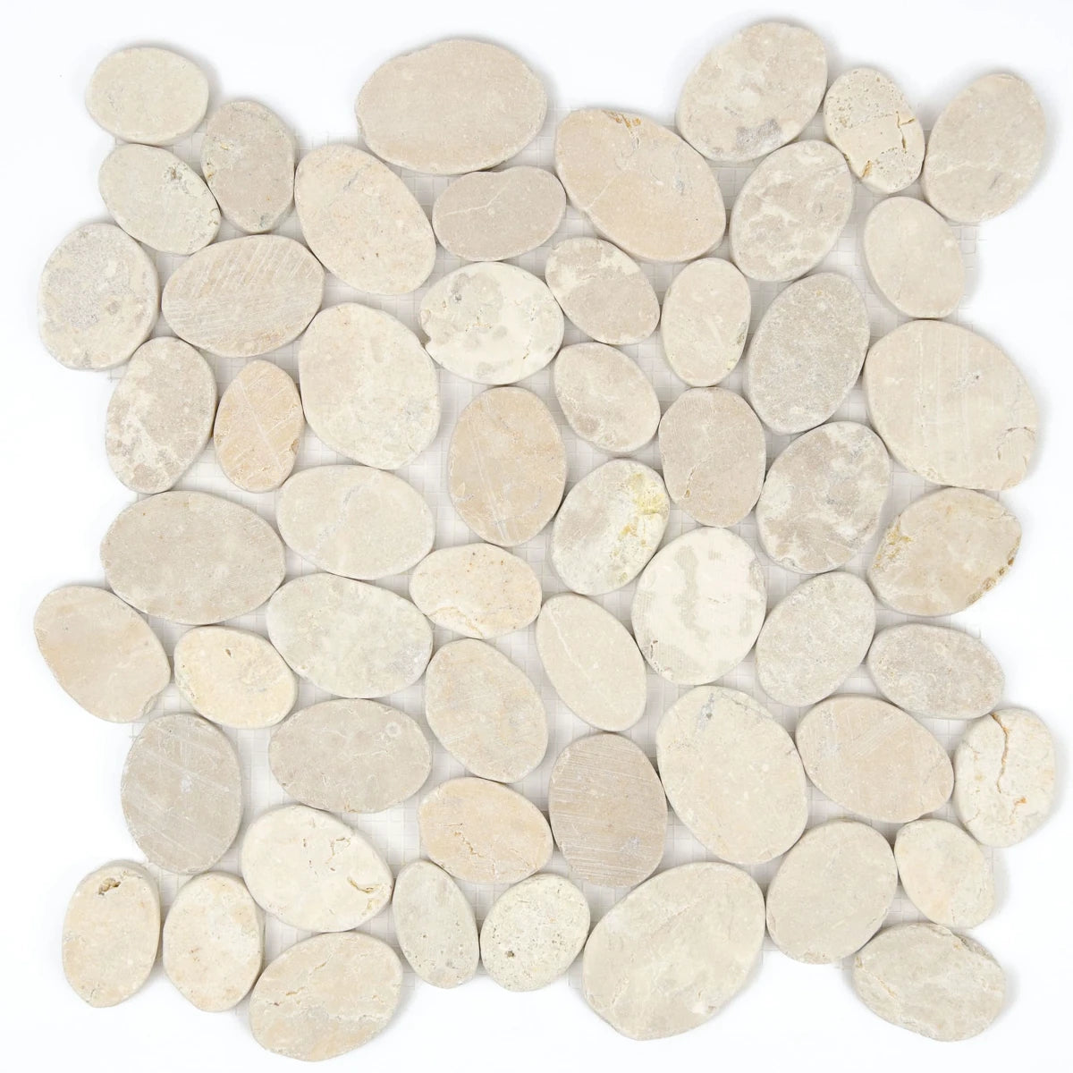 Mosaïque marbre galet scie crème 30x30x0,9 cm vue principale