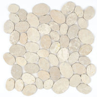 Mosaïque marbre galet scie crème 30x30x0,9 cm vue principale