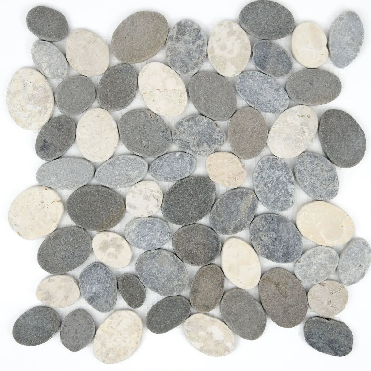 Mosaïque marbre galet scie gris 30x30x0,9 cm vue principale