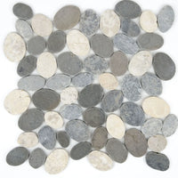 Mosaïque marbre galet scie gris 30x30x0,9 cm vue principale