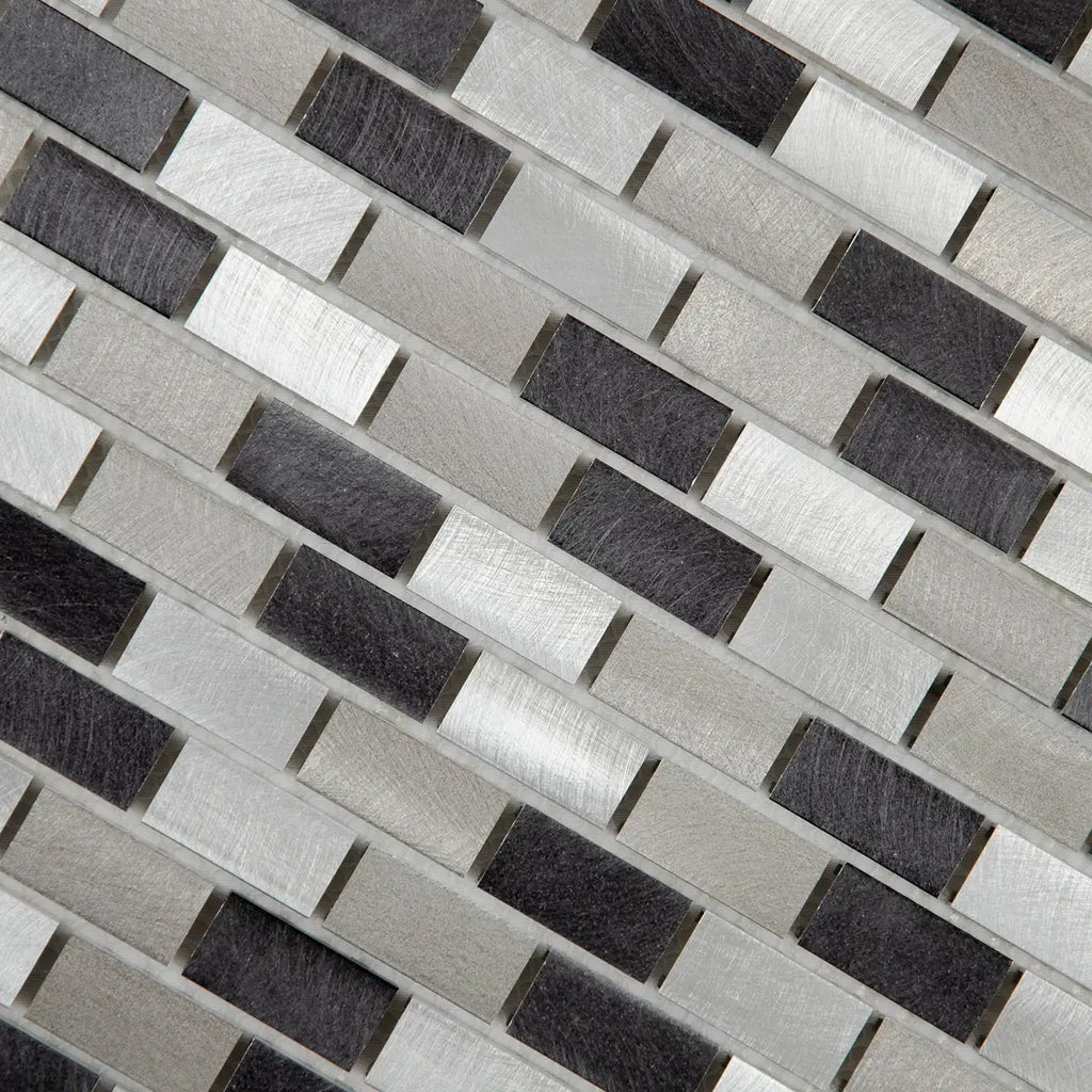 Mosaïque en aluminum gris et noir zoom perspective