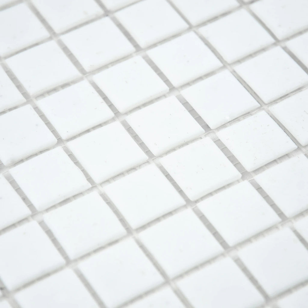 Mosaïque en pate de verre blanc sur trame nylon photo produit détails