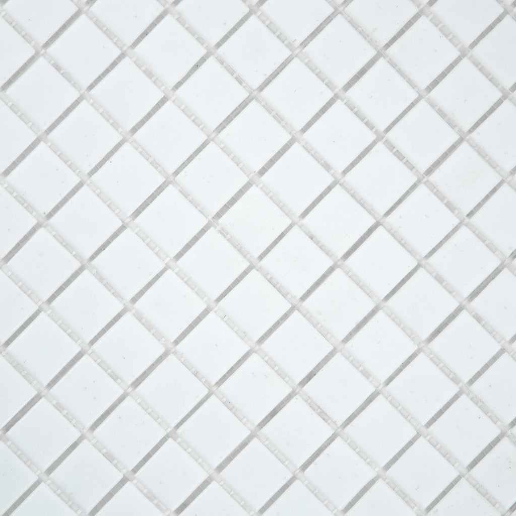 Mosaïque en pate de verre blanc sur trame nylon photo produit zoom perspective