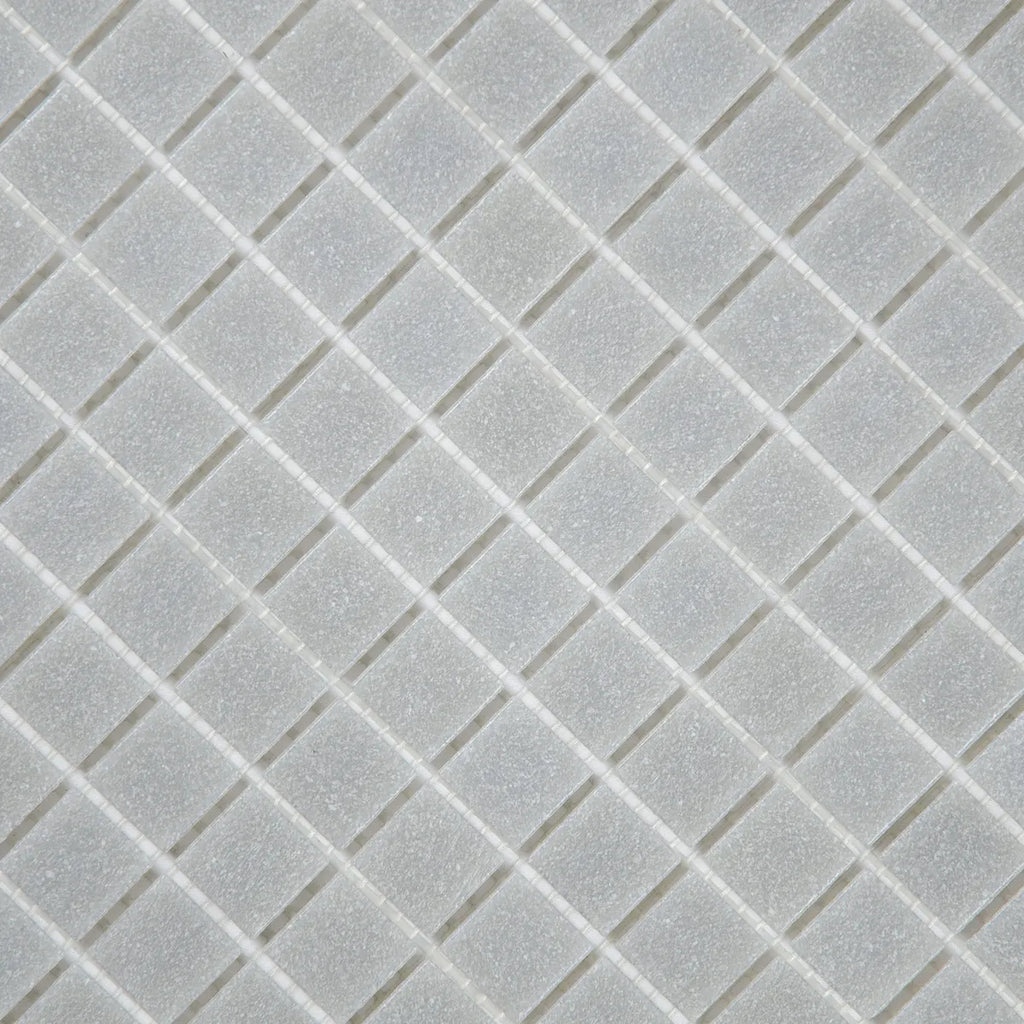 Mosaïque en pâte de verre grise sur trame nylon zoom perspective