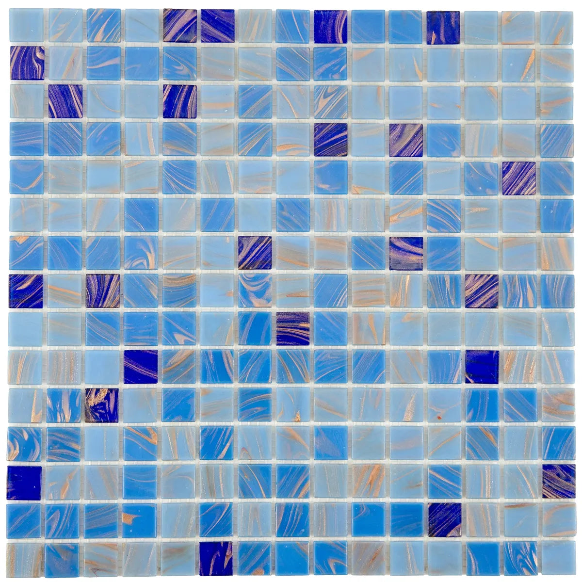 Mosaïque en pâte de verre bleu avec reflets dorée brillant