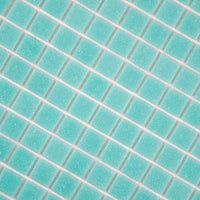 Mosaïque en pâte de verre turquoise sur trame nylon détails