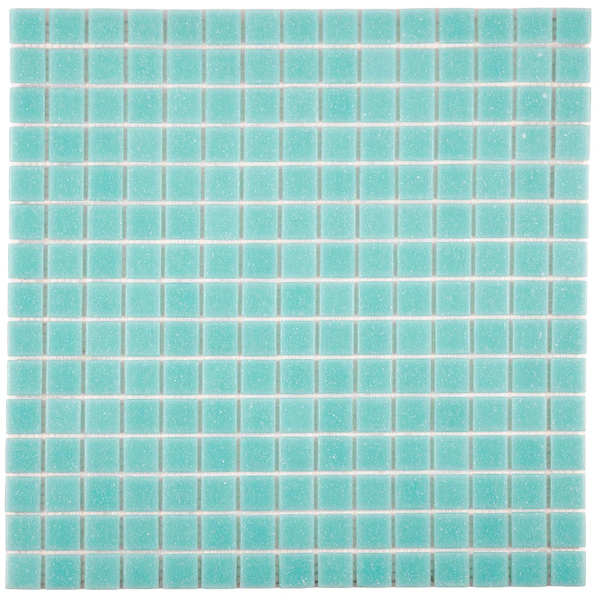 Mosaïque en pâte de verre turquoise sur trame nylon
